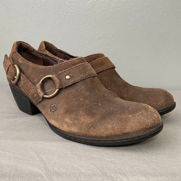 Born Size 9.5 Distressed Brown Harness Low Top Boots Western Cowgirl Boho Grunge - Picture 2 of 12